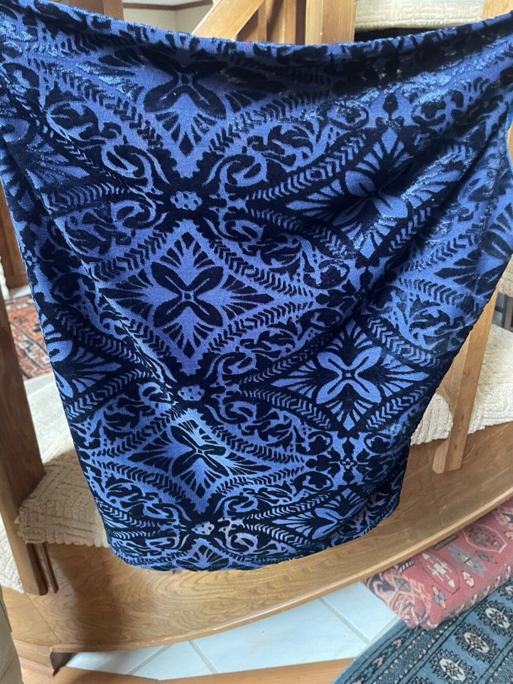 SISLEY Designer's Womens Tank Top XS Navy Blue Velvet Jacquard Made in Italy
